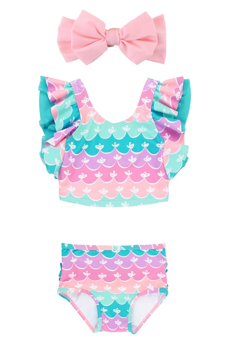 Kids' Butterfly Tankini Two-Piece Swimsuit & Headband Set, Main, color, PINK