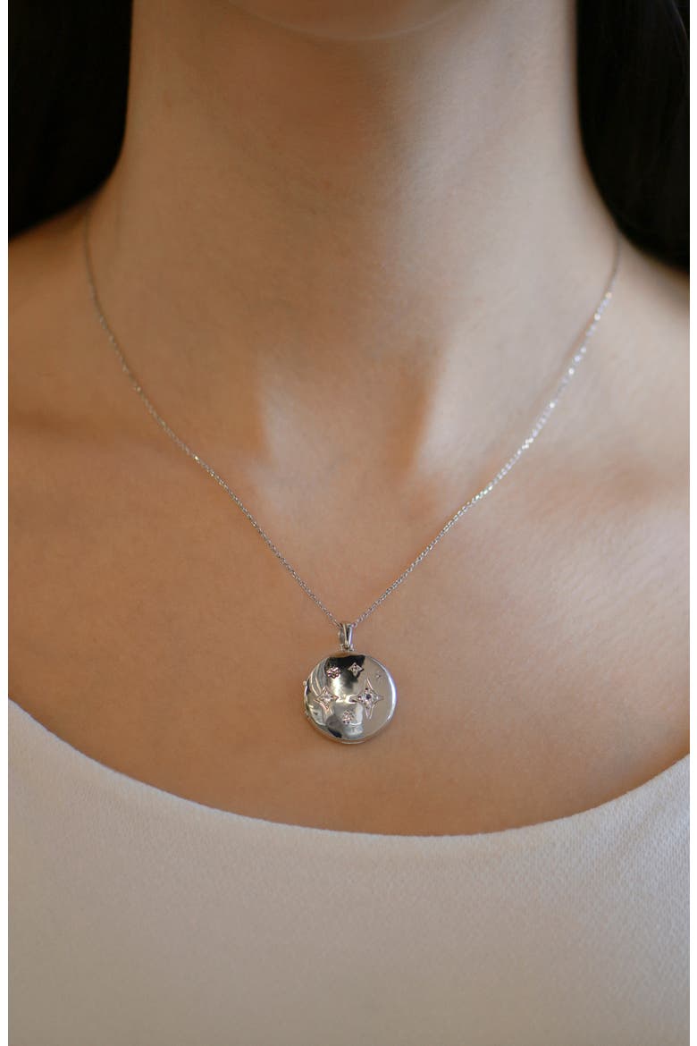 Jac + Jo Gothic Constellation White Sapphire Sterling Silver Locket Necklace, Alternate, color, SILVER/ WHITE SAPPHIRE