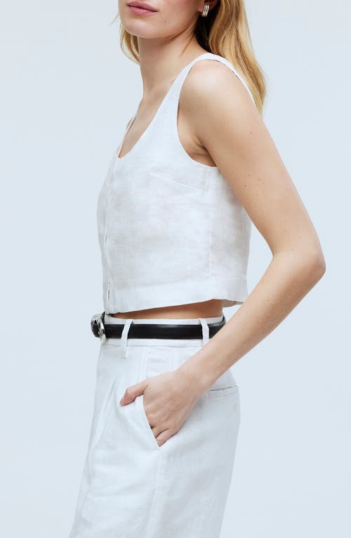 Shop Madewell Scoopneck Linen Crop Tank In Eyelet White