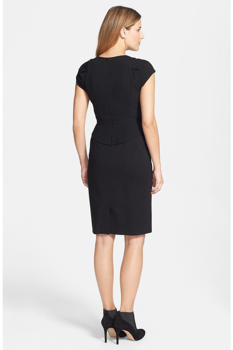 Structured Ponte Knit Sheath Dress, Alternate, color, BLACK