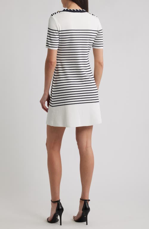 Zoe And Claire Stripe Stitch Epaulets Minidress In White