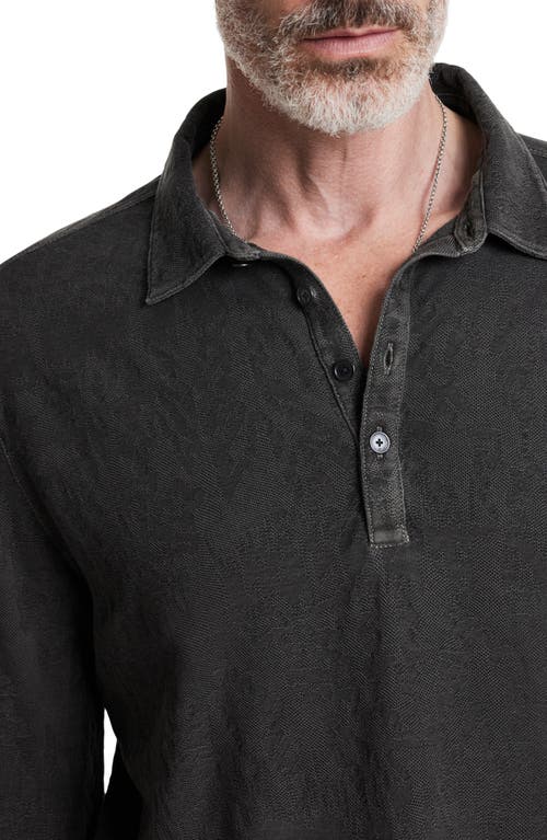 John Varvatos Adam Long Sleeve Organic Cotton Polo In Gray