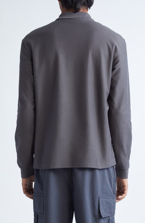 Palmes Mens Charcoal Lace-trim Long-sleeve Cotton Polo Top Xl In Black
