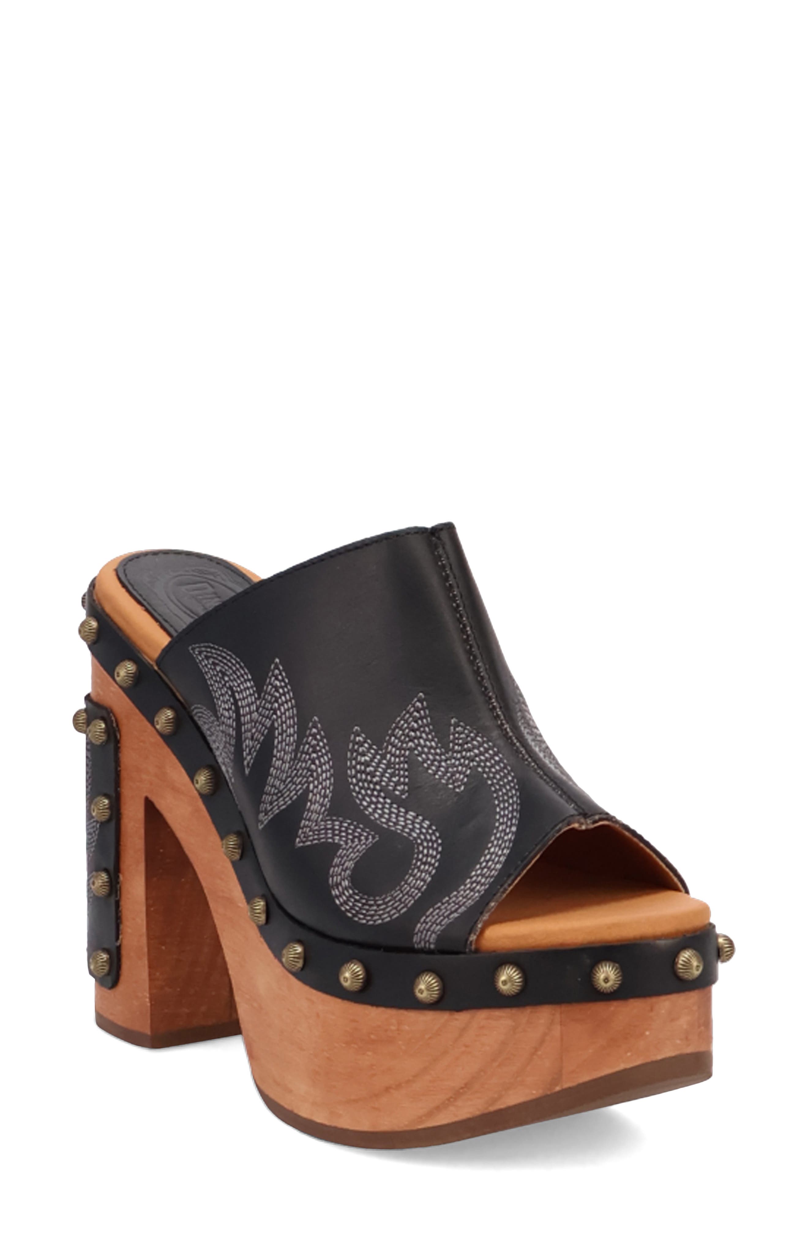 Dingo Free Spirit Platform Slide Sandal, Main, color, Black