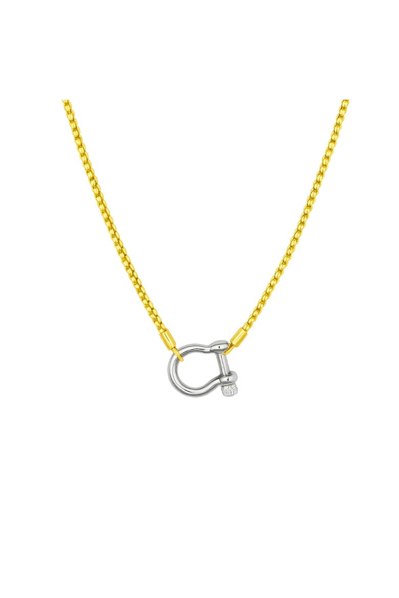 Lucky Lock Carabiner Necklace  Two-Tone Mixed Metal Horseshoe Pendant Chain, Alternate, color, Gold Necklace Silver Carabiner