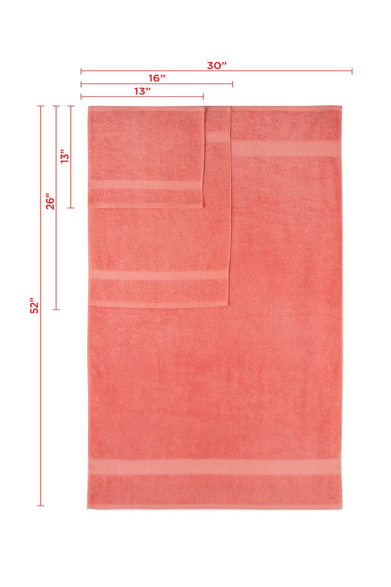 Ringspun 6-Piece Bath Towel Set, Alternate, color, CORAL