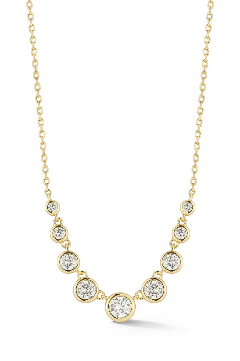 Bezel Cubic Zirconia Graduated Necklace, Main, color, GOLD