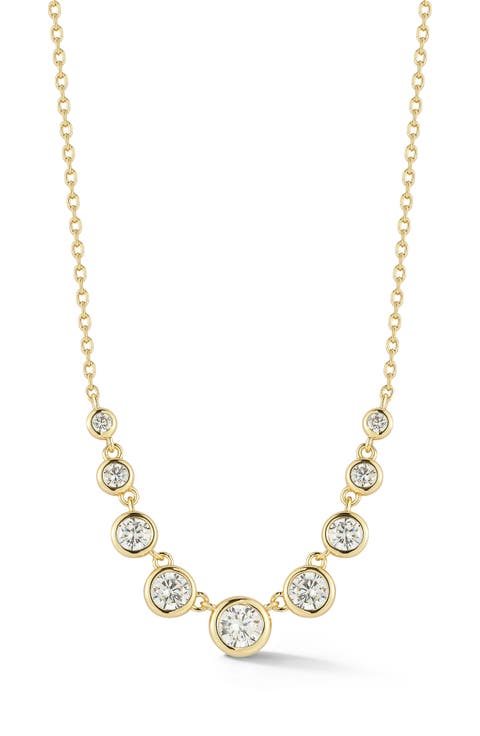 Bezel Cubic Zirconia Graduated Necklace