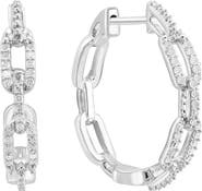 EFFY Sterling Silver Pavé Diamond Link Hoop Earrings - 0.14ct.