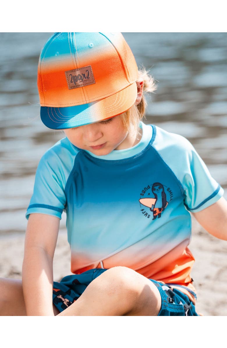 Deux par Deux Boy's Printed Cap Navy Blue, Turquoise, And Orange, Alternate, color, Navy Blue Turquoise And Orange