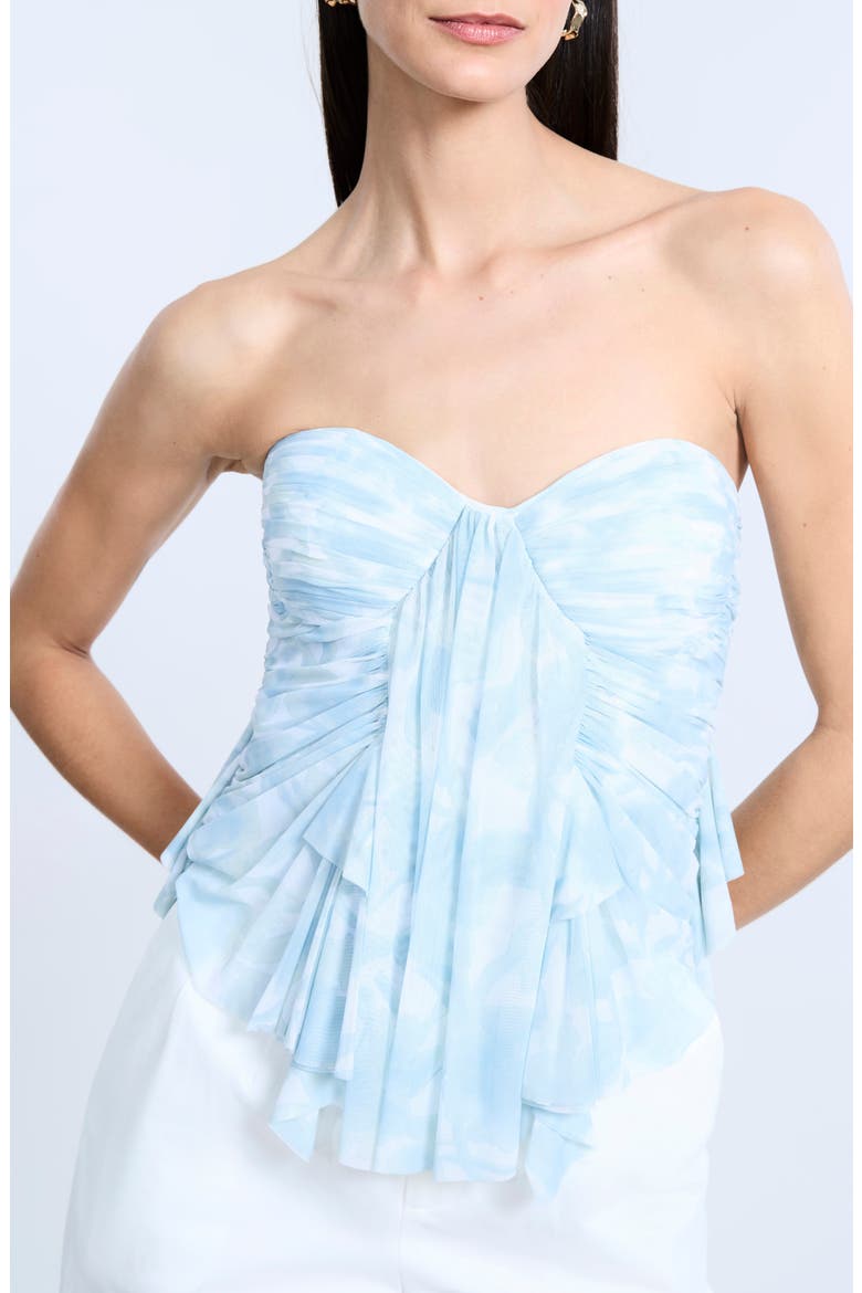 Print Mesh Corset Top, Alternate, color, SKY FLORAL PRINT