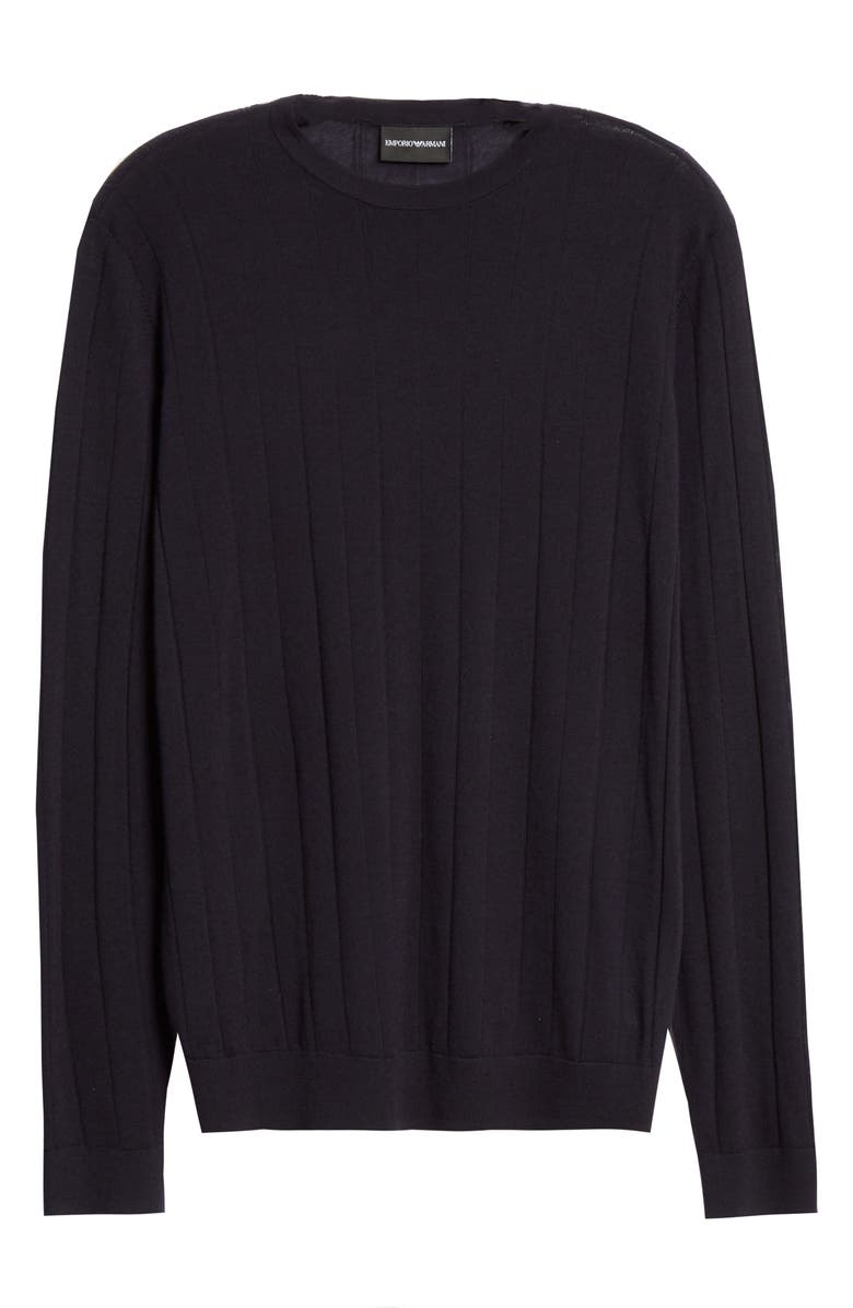 Emporio Armani Ribbed Wool Blend Crewneck Sweater, Alternate, color,