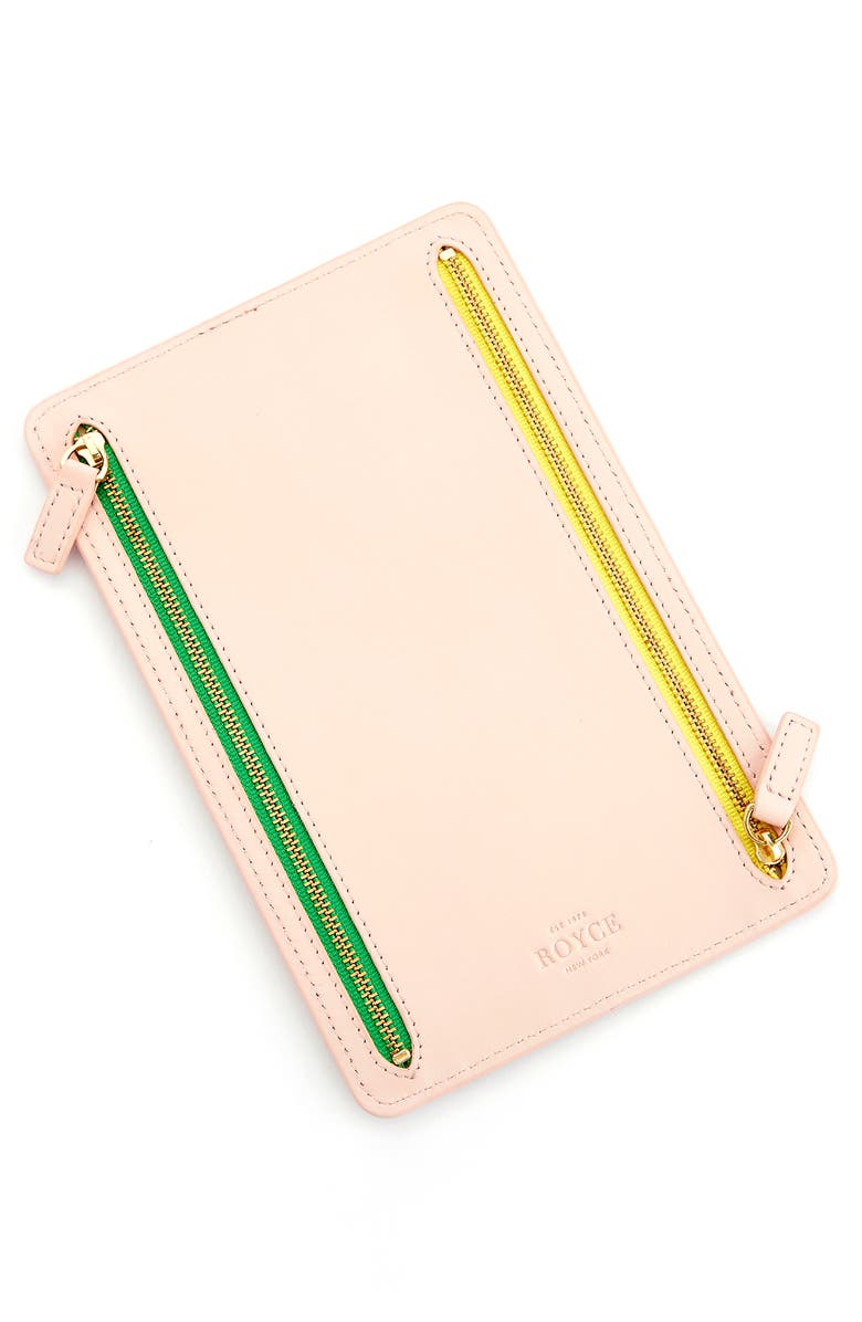 ROYCE New York RFID Four Zip Leather Travel Organizer, Alternate, color, 