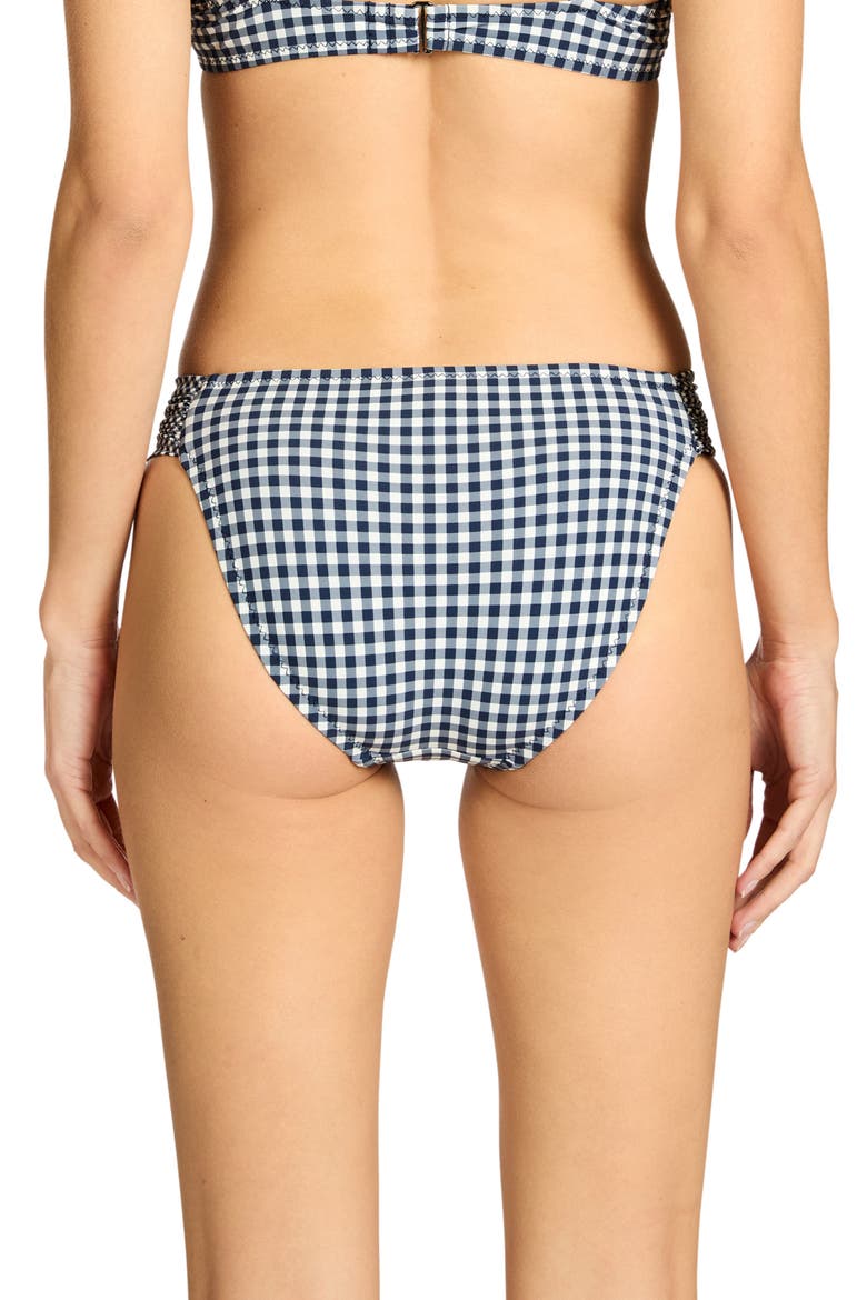 Brigitte Tab Side Hipster Bikini Bottoms, Alternate, color, NAVY/ CREAM
