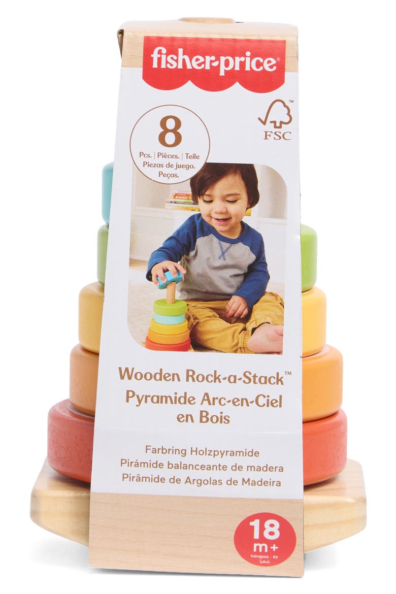Wooden Rock-a-Stack Ring Toy, Alternate, color, ASSORTED