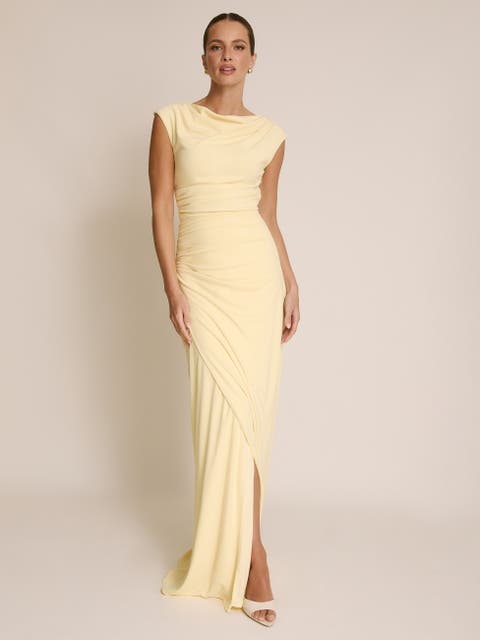 Cowl Gathered Short Sleeve Bridesmaid