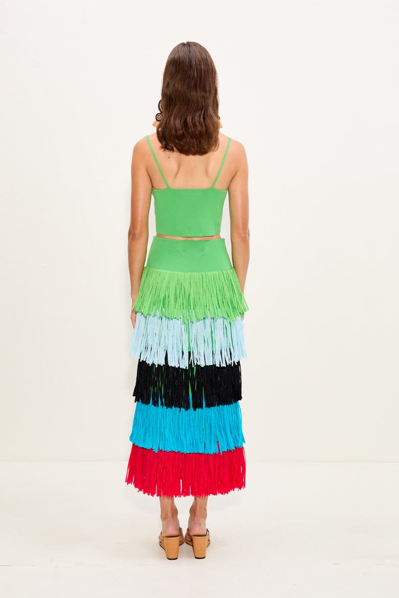 Dio Fringe Knit Skirt, Alternate, color, Grass Green Multi