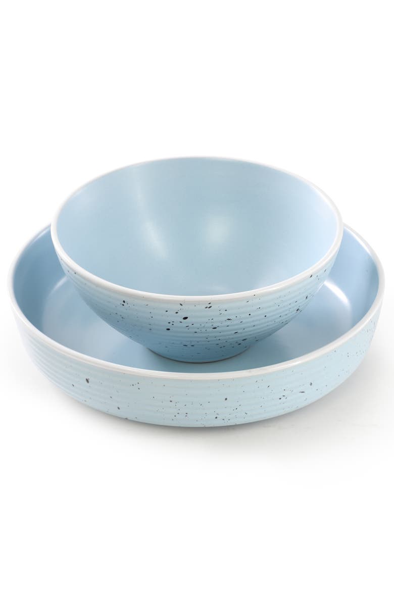 Emilia 16 Piece Double Bowl Stoneware Dinnerware Set, Alternate, color, White