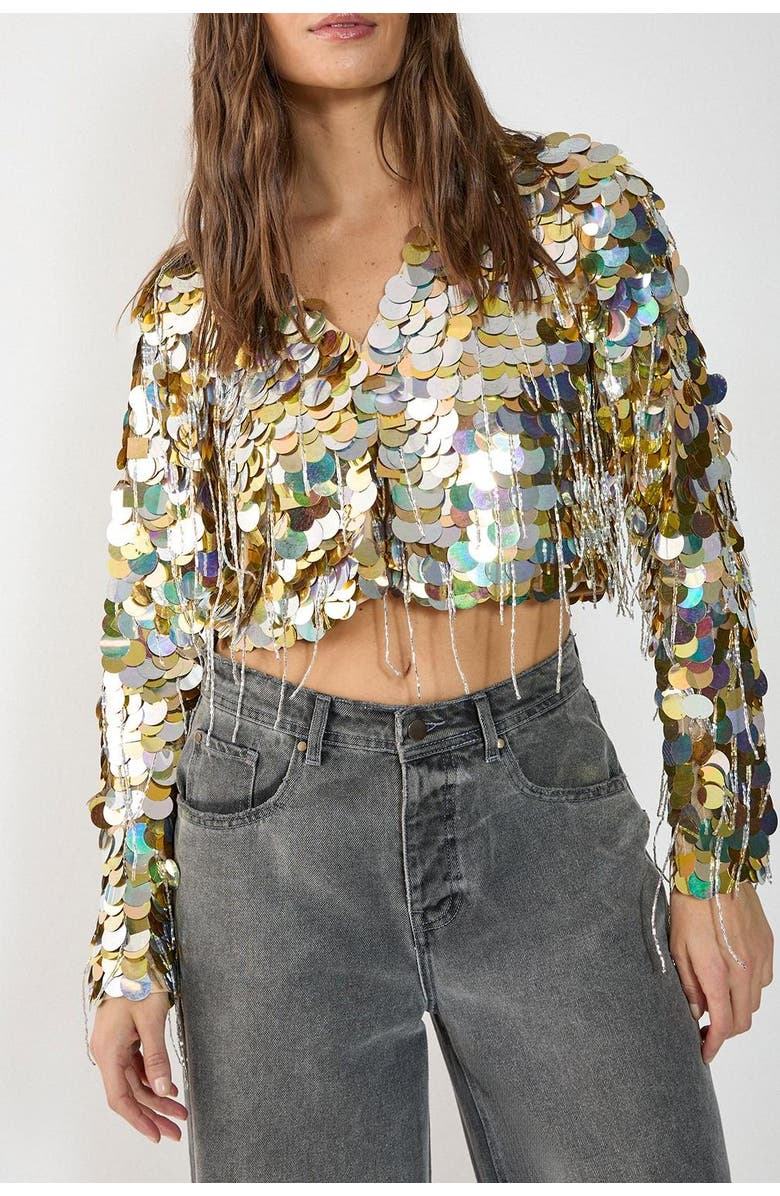 NASTY GAL Disc Tassel Trophy Jacket, Alternate, color, Gold