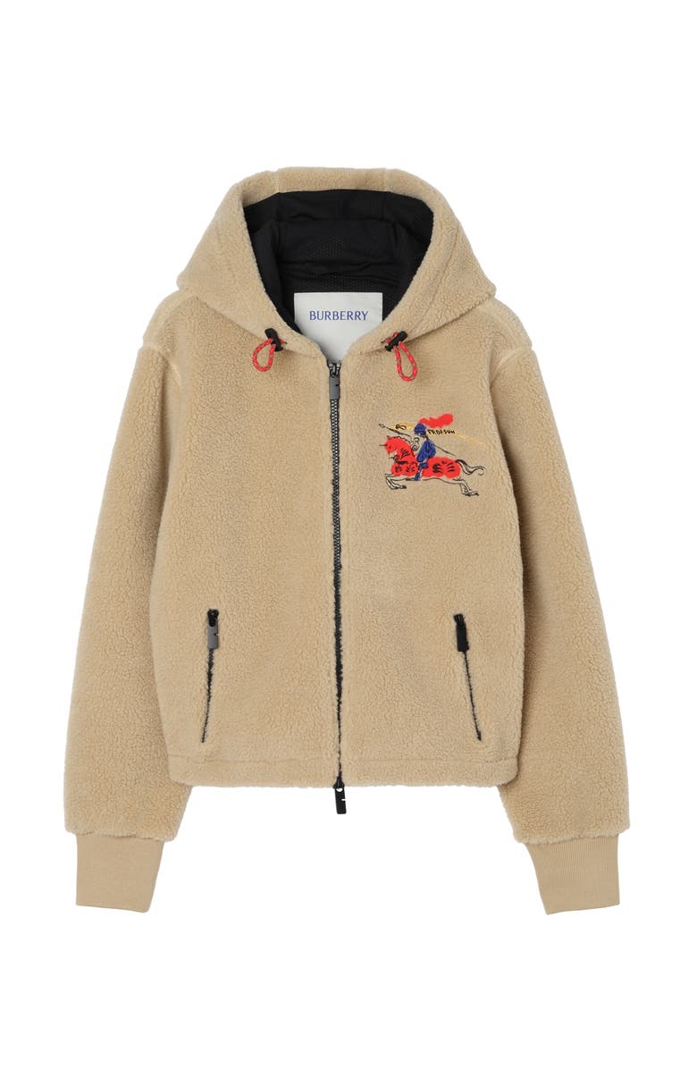 Burberry Cropped EKD Wool Cashmere Blend Fleece, Main, color, Limestone Beige