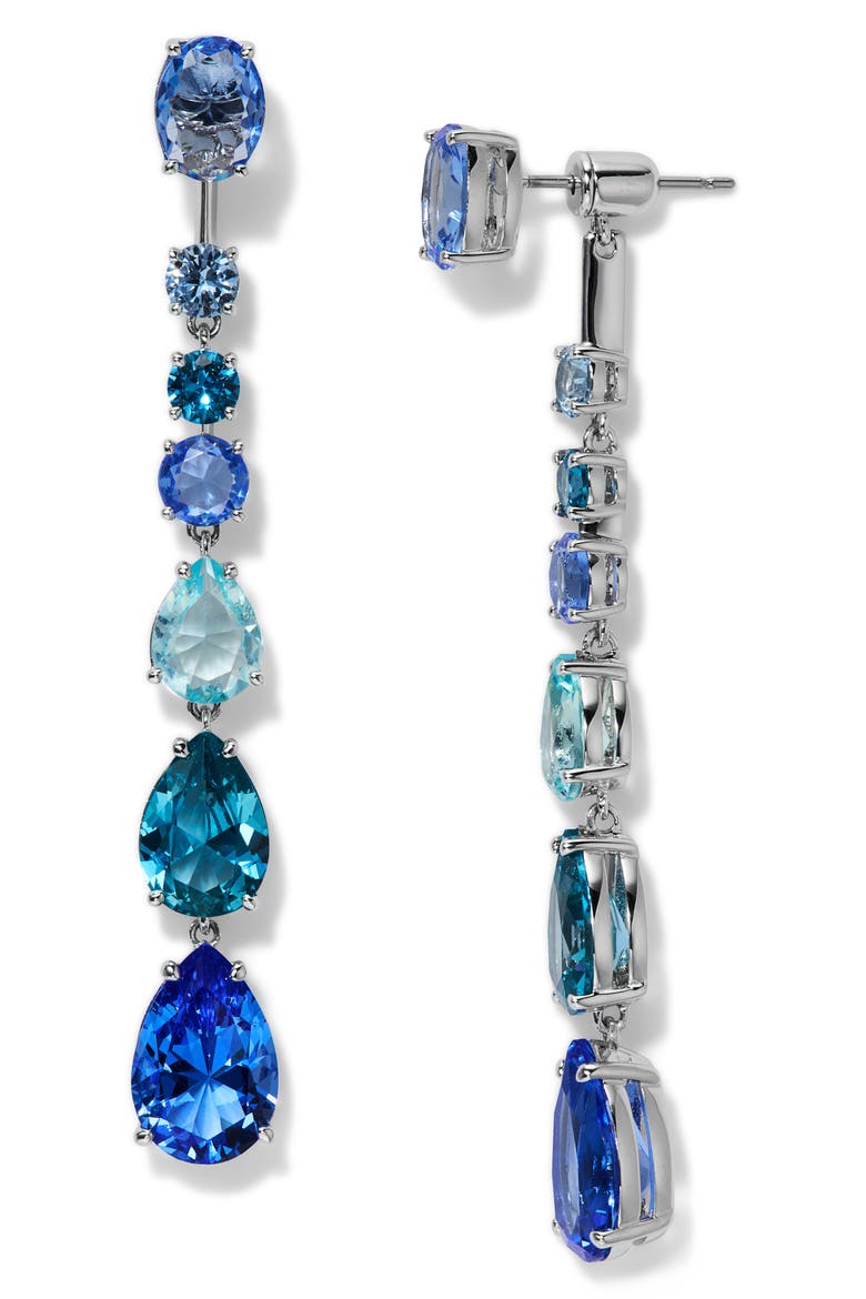 Sunshowere Crystal Front/Back Earrings, Main, color, RHODIUM/ BLUE