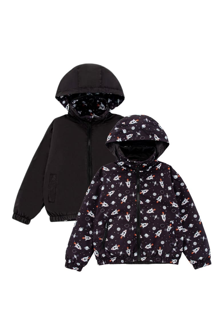 Kids' Max Rain Water Repellent Reversible Windbreaker, Alternate, color, BLACK