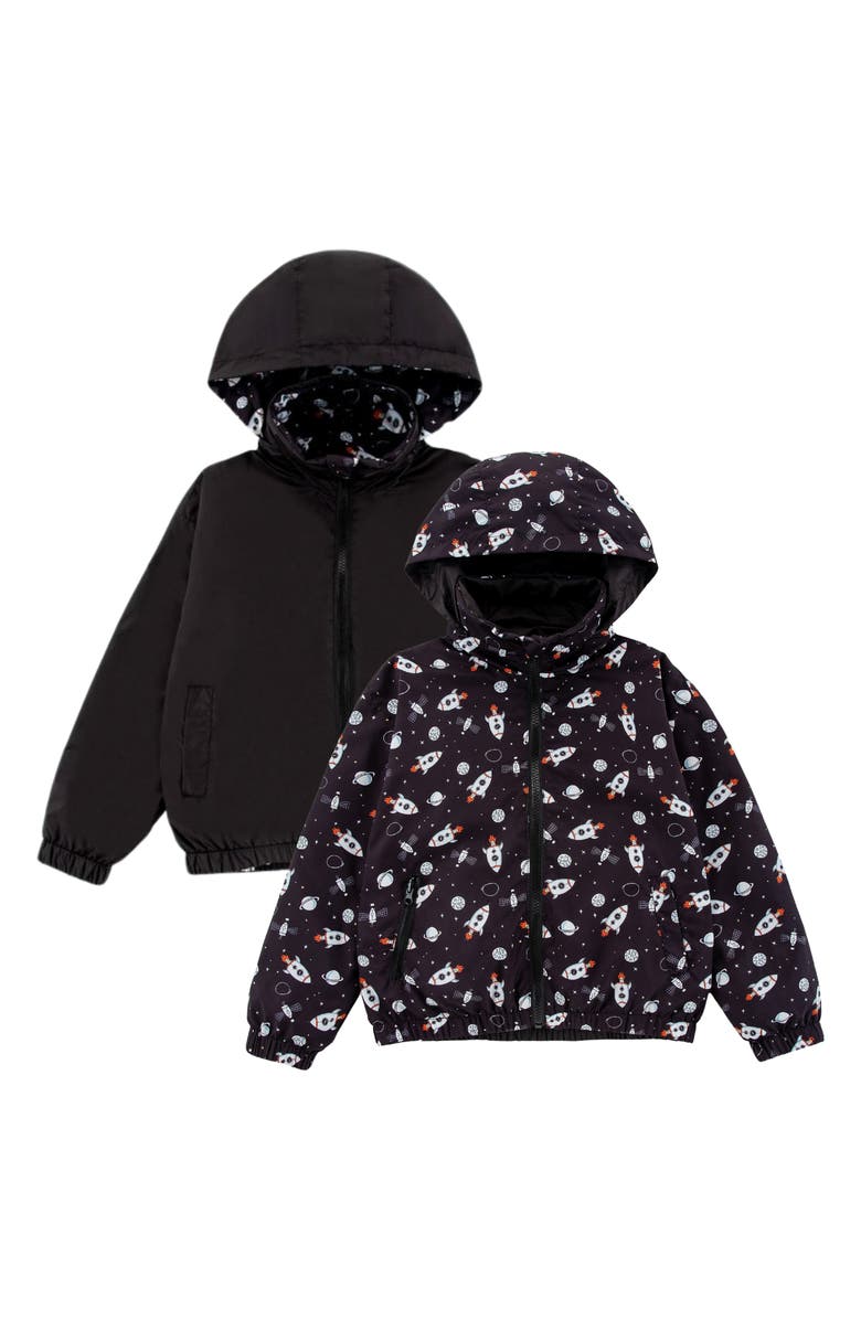 CALONIE Kids' Max Rain Water Repellent Reversible Windbreaker, Alternate, color, Black