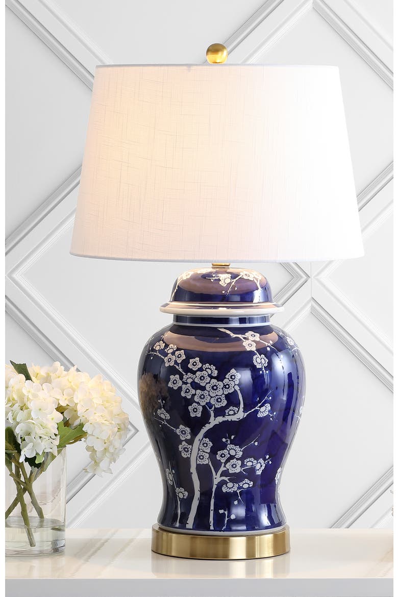 Gracie 29.5" Traditional Cottage Ceramic/Metal Ginger Jar LED Table Lamp, Alternate, color, White/Navy