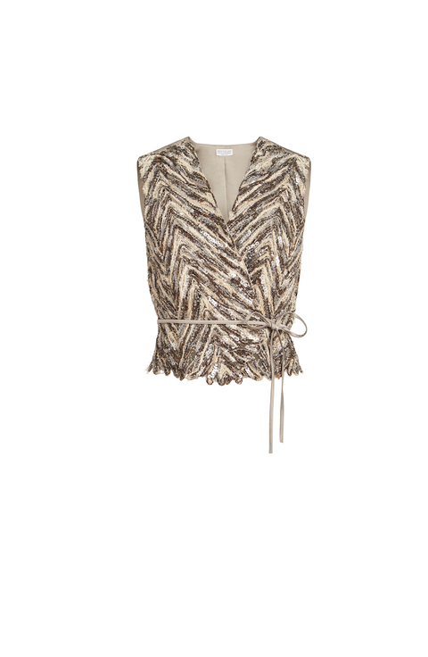 Dazzling chevron embroidery vest