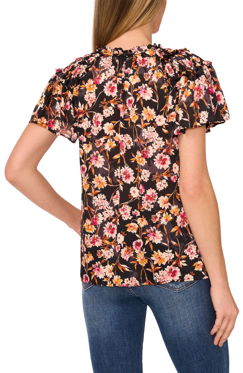 CeCe Floral Flutter Sleeve Top, Alternate, color,