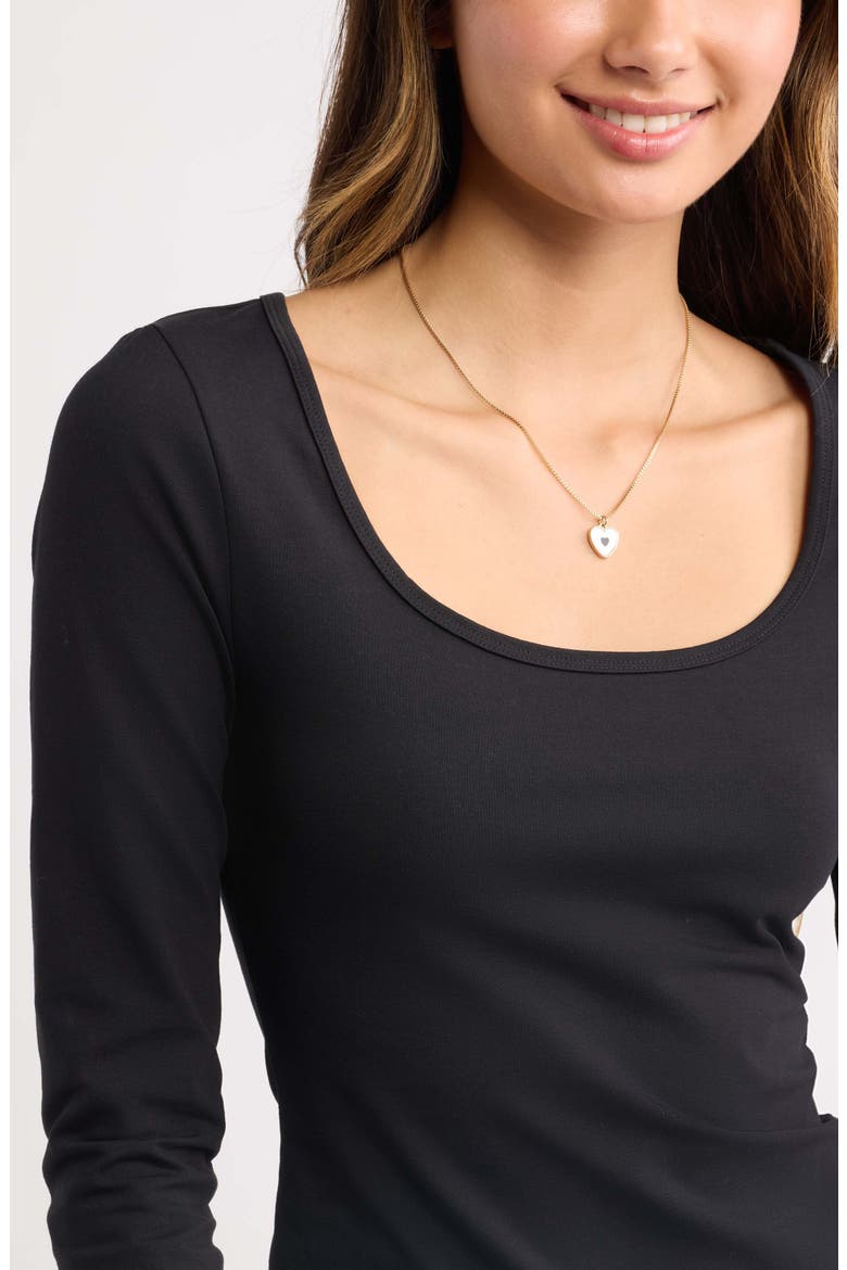 Deep Scoop Neck Long Sleeve Tee, Alternate, color, BLACK