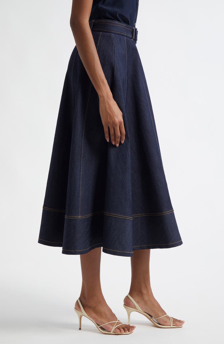 Cinq à Sept Zelda Denim Asymmetric Midi Skirt, Alternate, color,