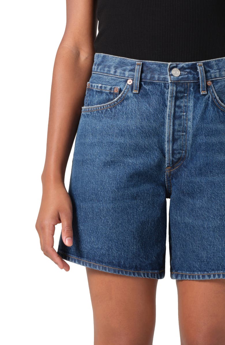 AGOLDE Dame High Waist Mid Length Relaxed Denim Shorts, Alternate, color, Enamour