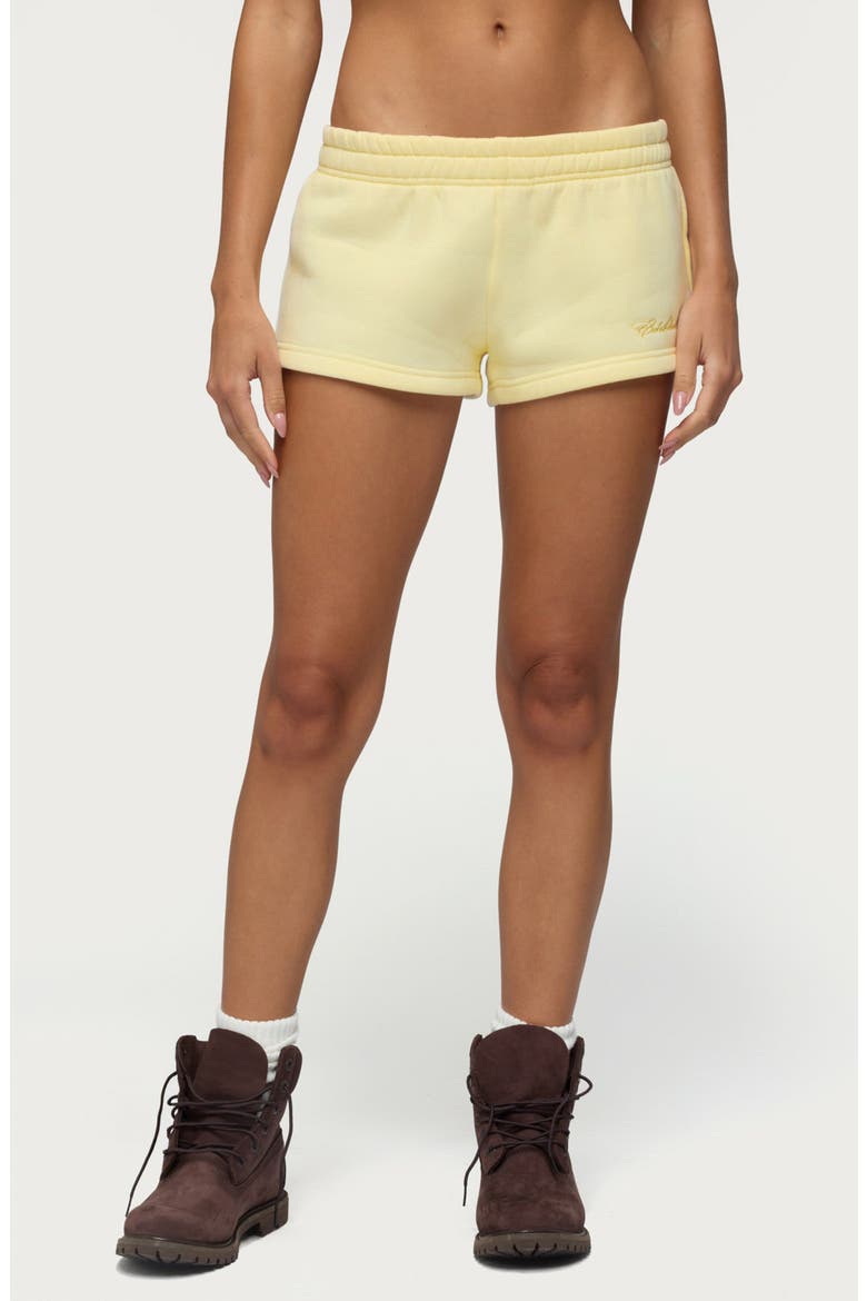 Basic Girl Low Rise Cotton Blend Sweat Shorts, Main, color, YELLOW