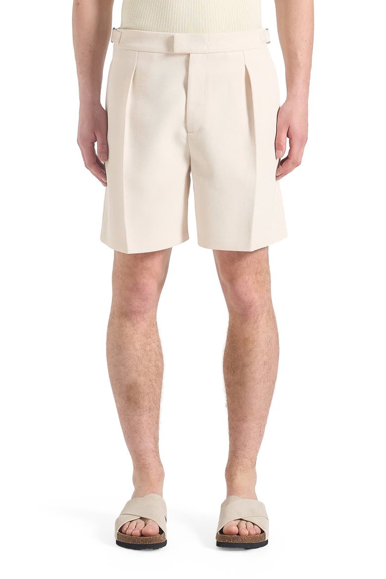 Marin Twill Pleated Shorts, Main, color, Cream