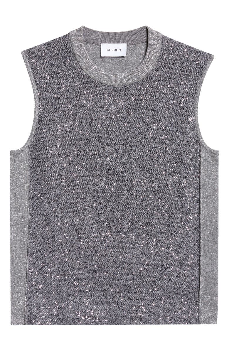 St. John Collection Sequin Front Metallic Sleeveless Sweater, Alternate, color, 