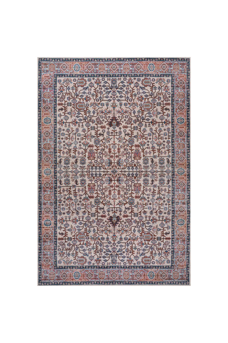 Kemer All-Over Persian Machine-Washable Area Rug, Alternate, color, Beige/Red/Blue