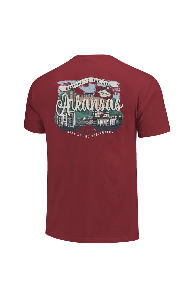 IMAGE ONE Women's Cardinal Arkansas Razorbacks Comfort Colors Campus Scene Drawing Script T-Shirt, Alternate, color,