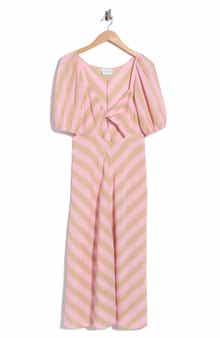 Twist Front Puff Sleeve Dress