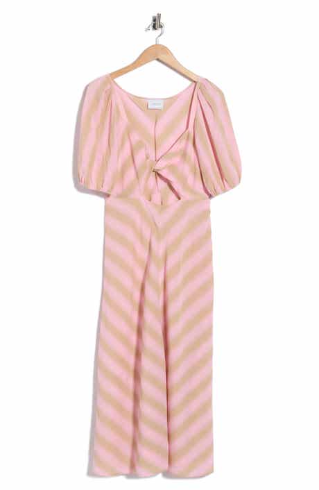 Twist Front Puff Sleeve Dress