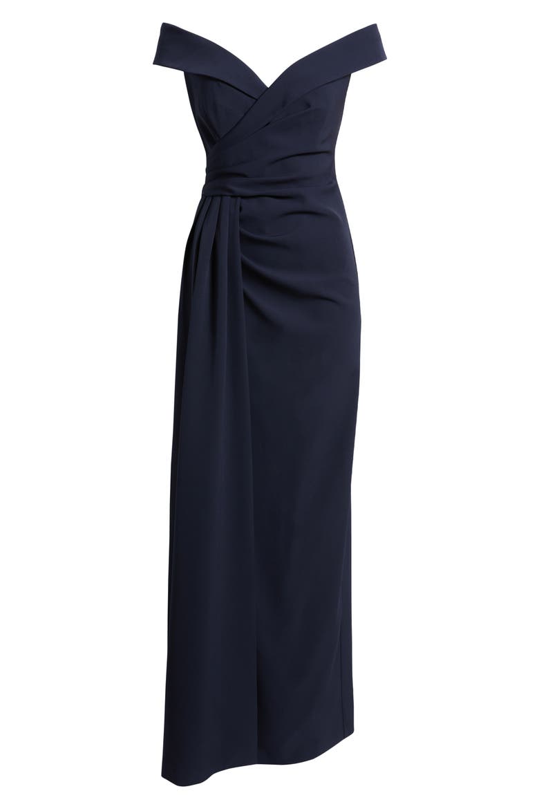 Social Portrait Collar Laguna Crepe Gown, Alternate, color, NAVY