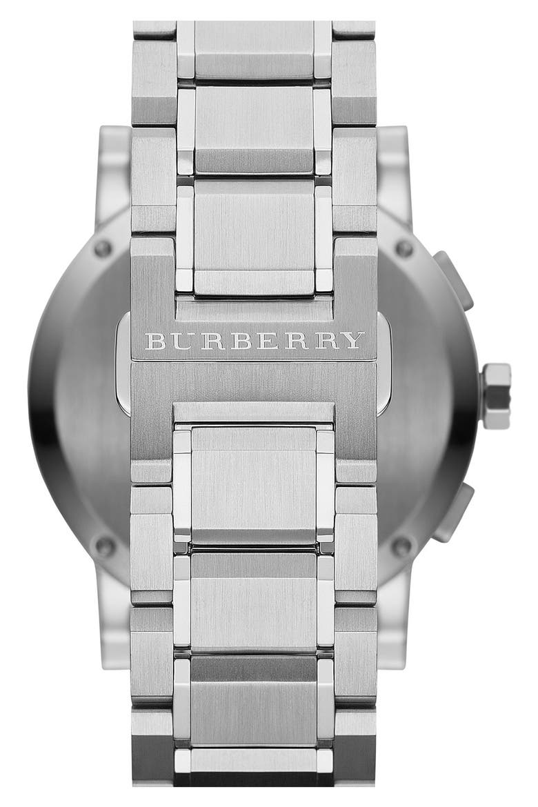 Check Stamped Chronograph Bracelet Watch, 44mm, Alternate, color, SILVER