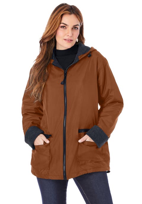 Plus Size Hooded Nylon Jacket