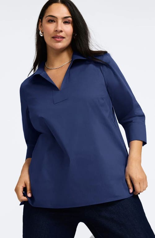 Foxcroft Julia Stretch Cotton Blend Shirt In Navy