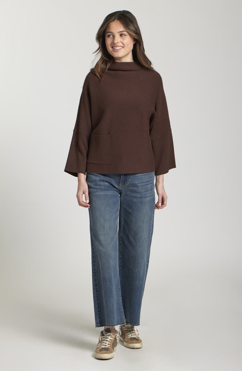 APNY Funnel Neck Patch Pocket Sweater, Alternate, color, Chocolate Brown