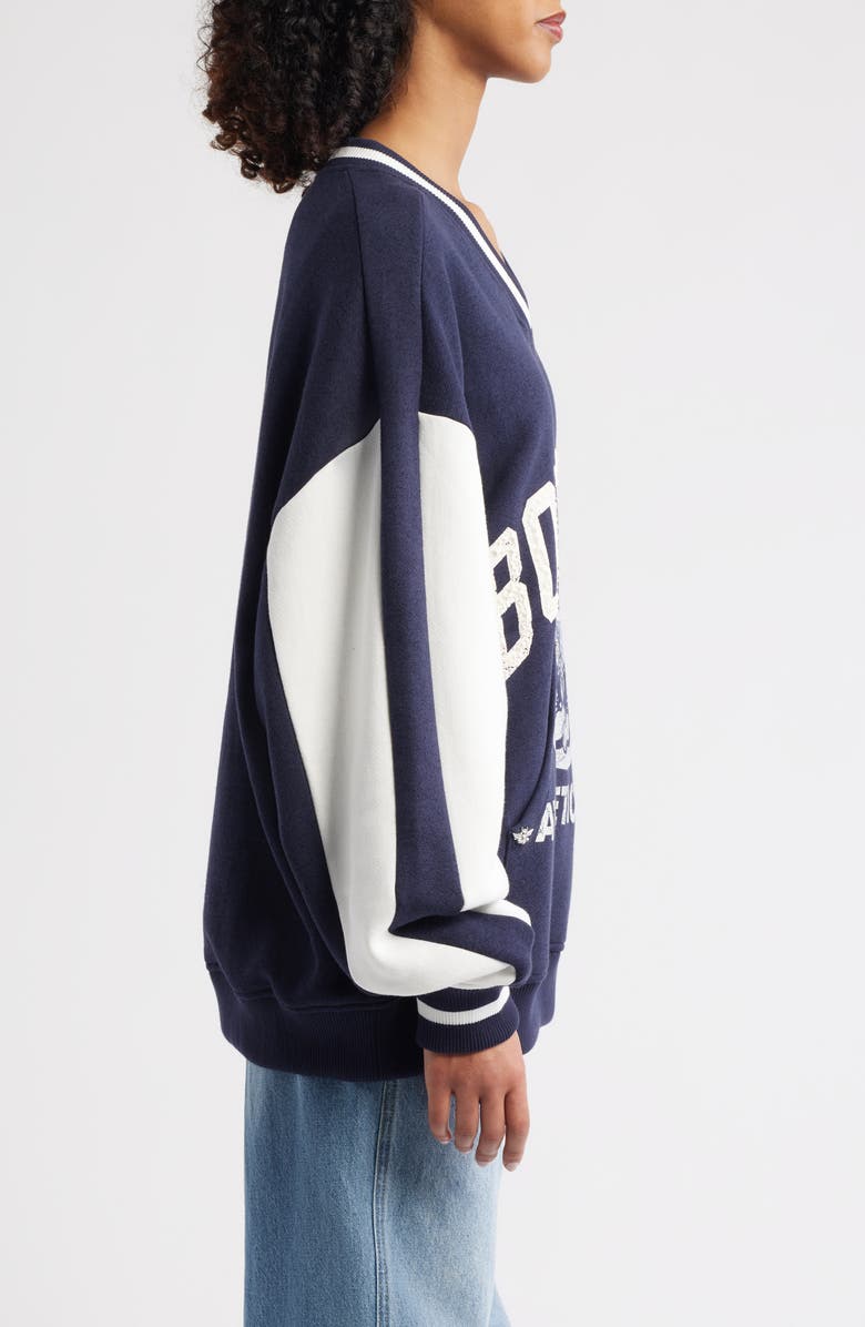 BOYS LIE Hayley Logo Detail Cotton Blend Sweatshirt, Alternate, color, Navy Multi