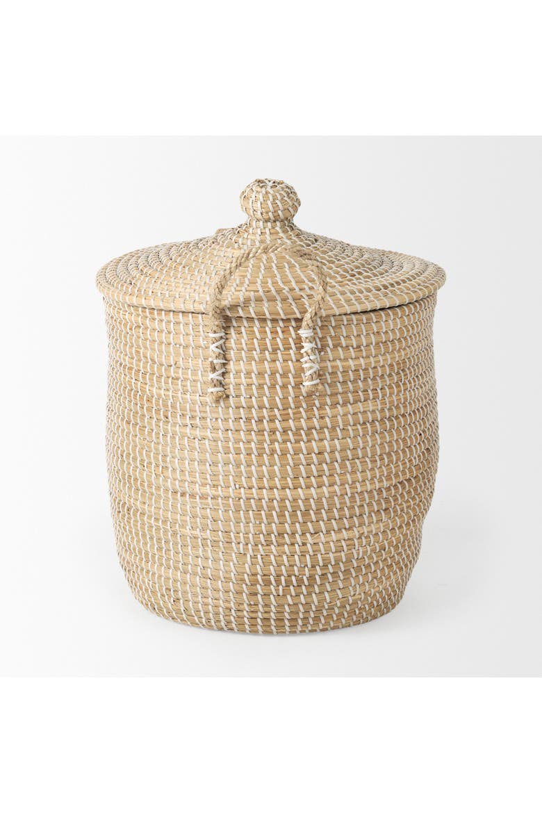 Olivia Seagrass Basket with Lid and Handles, Alternate, color, Beige