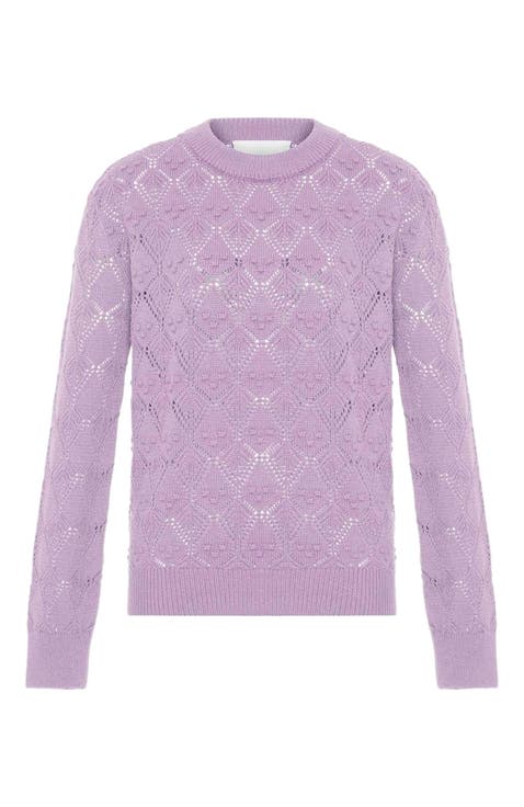 Ersa Pointelle Argyle Pullover