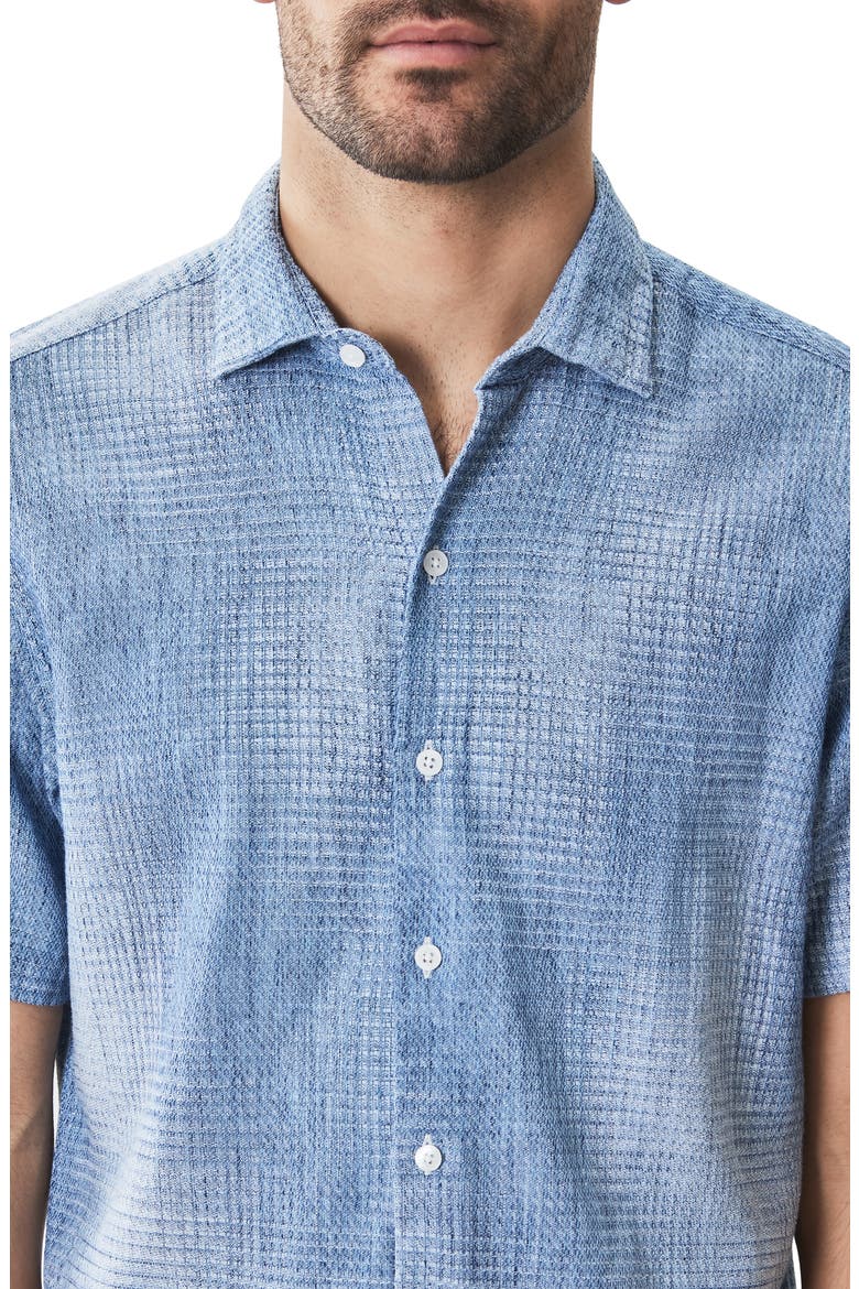 Ferris Short Sleeve Woven Button-Up Shirt, Alternate, color, BLUE