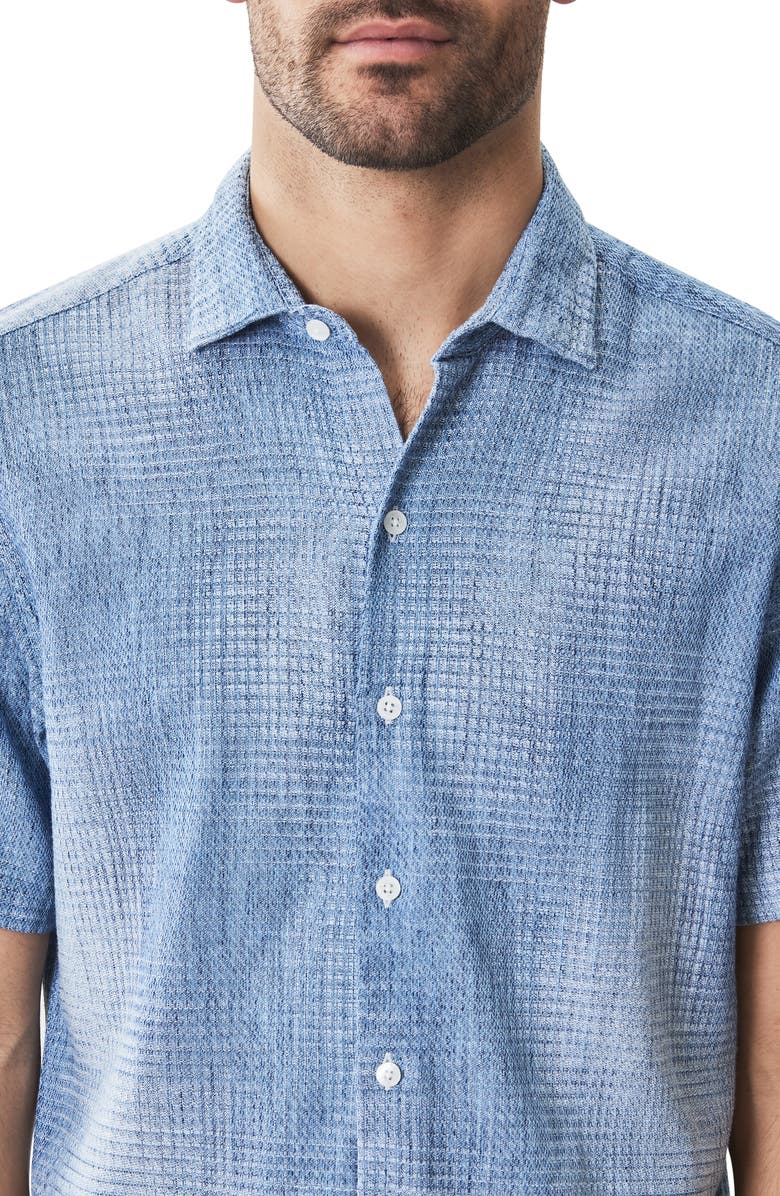 Robert Barakett Ferris Short Sleeve Woven Button-Up Shirt, Alternate, color, Blue